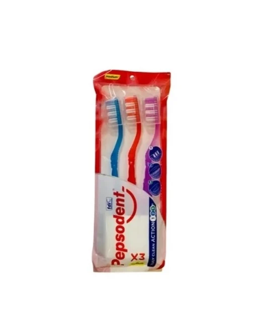 PEPSODENT PERIUTA DINTI CU CAPAC 3BUC ACTION CLEAN MEDIUM 